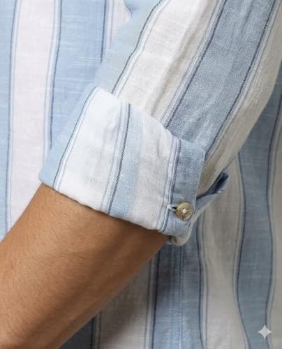 Image of Youth First Men's Cotton Blend Casual Shirt | Regular Fit Solid Full Sleeve Button Down Collared Shirts | Comfortable Formal Office Business Casual for Men