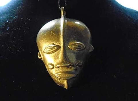 Key West Gypsy (I) Big Tribal Sculpted Brass 61 mm (African Protection Pendant Ethnic Deity MASK Bronze Necklace 33 Gram Solid Brass New with tag