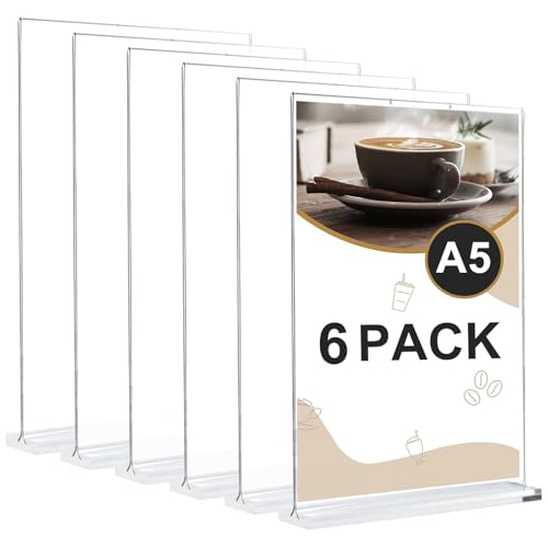 Présentoir acrylique T A5 double face transparent pour menu de restaurant et hôtel