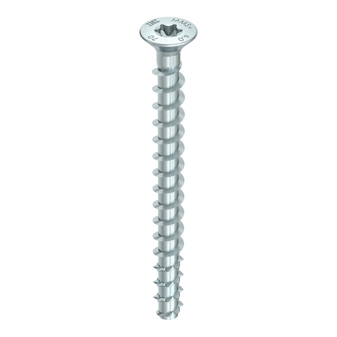 HECO-MM Plus Countersunk Head 6X 70 Galvanised Multi-Monti Screw Anchor with Rating, Silver, 6,0"