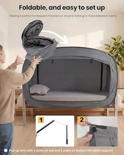 Carpa para cama completa ANC POP, portátil, gris miniatura 6