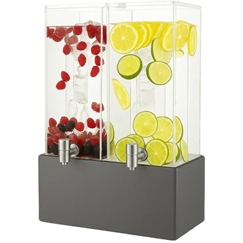 1.25 Gallon Dual Acrylic Beverage Dispenser with Gray...