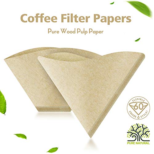 Nishore 100 unidades/conjunto Gotejamento em forma de V Papel de filtro de café em pó de madeira org