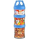 BeneLabel Snack Jars 3-Piece Twist Lock Stackable Containers Travel, Formula Travel Container for St