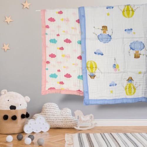Image of Newborn Baby and Infant Soft Nursery Blanket with 100% Organic Knitted Cotton GOTS Certified. Baby Quilt Comforter, Receiving Blanket Size 41x41 Inch