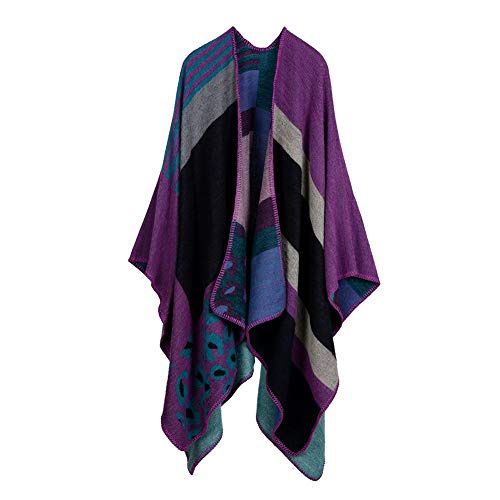 SZCQ Cape chaude surdimensionnée en poncho à imprimé hiver pour femmes, enveloppant des cardigans à devant ouvert Cover