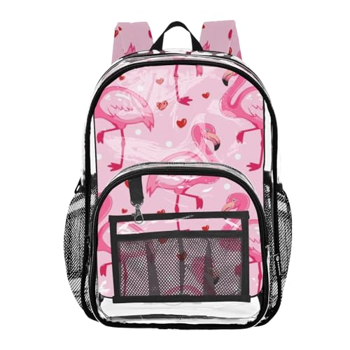 Clear Backpack Women Cute Cute Flamingos Pink Girls Backpack Kids Boys Approved Shoulder Bag