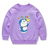 [NCWSDW] ドラえもん 子供服 春秋 スウェット 長袖 クルーネック 男の子 女の子 綿100% キッズ 薄手 カジュアル 小学生 トップス プレゼント パープル 130CM