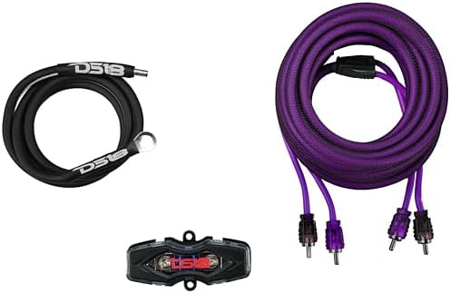 DS18 AKIT8.PU 8-GA Amplifier Installation Wiring Kit - Up to 840W Max, ANL Fuse Holder with 60A, Speaker & RCA Cables, CCA Amplifier Wiring Kit, Ultra Flex Wire, Amp Wire Kit 8 Gauge - Purple
