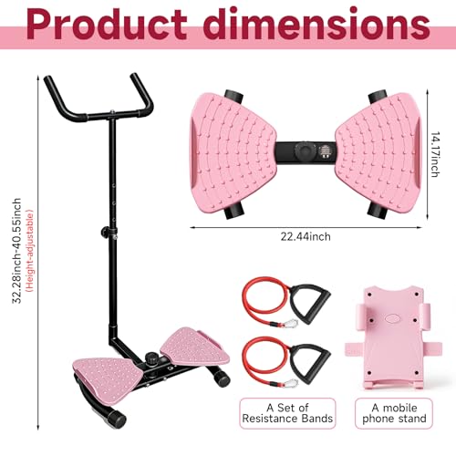 Image of Waist Twister Machine Exercise with Handlebar, Ab Twister Board with Phone Holder, 330lbs Capacity, Workout for Slim Waist and Core Ab Exercise, Ultra-Quiet Home Gym Equipment for Women Men