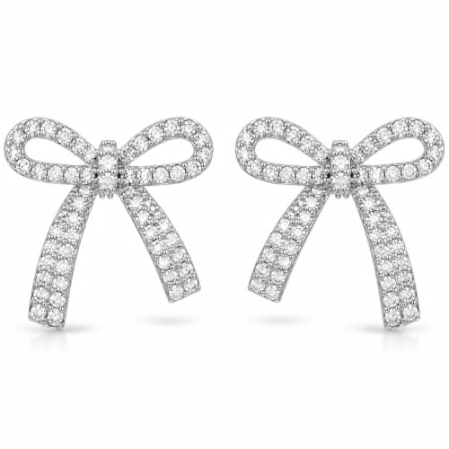 Bow Earrings for Women Sparkly Rhinestone Bow Stud Earrings Jewelry