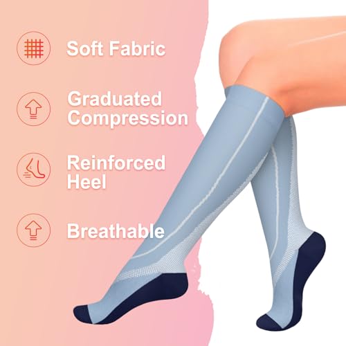 Image of Iseasoo 4 Pairs Compression Socks for Women Circulation-Best Support for Nurses,Running,Athletic,Travel
