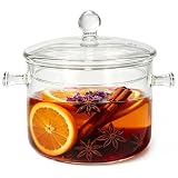 Glass Pots for Cooking on Stove, 1.5L / 50oz, Heat-Resistant Simmer Pot