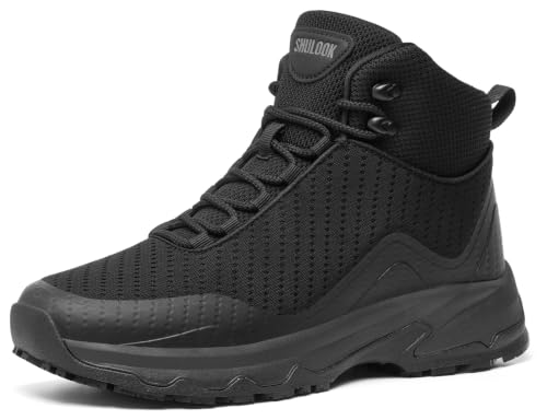 Image of SHULOOK Non Slip Work Boots for Men Restaurant Kitchen Food Service Black | Slip Resistant Chef Shoes Lightweight Ankle Support Working Comfortabke Outdoor Mesh Walking Footwear