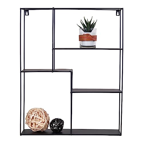 Étagère Mons support mural acier noir rangement compact maison - 5