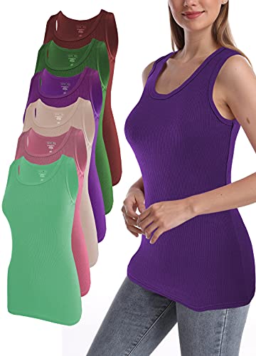 SUMONA Women Tank Tops Ribbed Rib A-Shirts Basic Sleeveless Tanks Top3