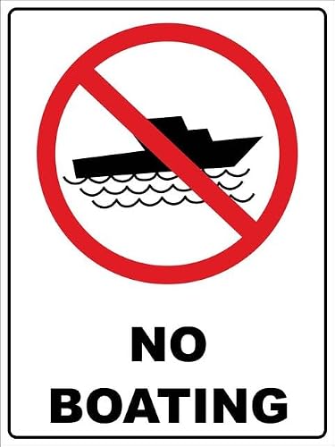 Xewazd A1293 8"X12" Rust-Free Aluminum Sign - No Boating, Indoor & Outdoor Use For Fence & Yard