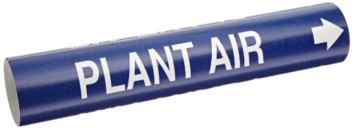 Marqueur de tuyau Brady haute visibilité Plant Air en blanc et bleu