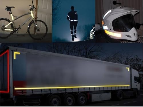 Image of WALLMATE Reflective Strip Sticker Self-Adhesive Night Visibility Warning Tape Waterproof Safety Reflector for Car, Bikes,Truck And Other Vihicle (Gold Strip, 0.5 In x 45 Mtr (1771 in) (PCK OF 2))