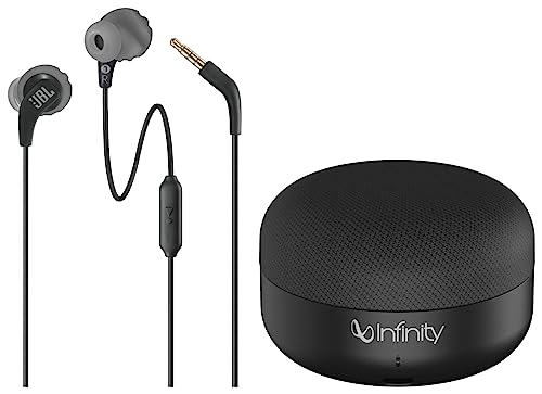 Image of JBL Endurance Run 2, Sports in Ear Wired Earphones & Infinity Fuze Pint, Wireless Ultra Portable Mini Speaker with Mic, Deep Bass, Dual Equalizer, Bluetooth 5.0 with Voice Assistant Support