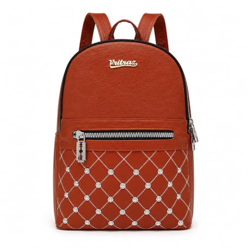 Image of VRITRAZ PU Leather Ladies Leather Shoulder Fitting Backpacks Designer Backpack Shoulder Bag, Handbag For Women, Girls Elegant Backpack Purse