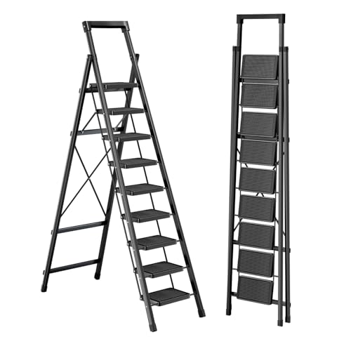 9 Step Ladder with Tray,330lbs Capacity Portable Step...