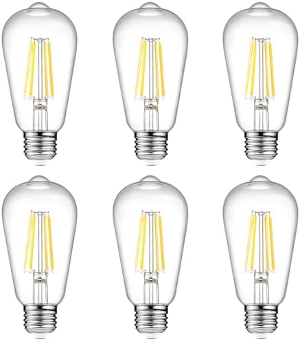 Ascher Vintage LED Edison Bulbs, 6W, Equivalent 60W, Non-Dimmable...