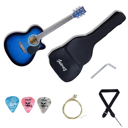 Image of JUAREZ Wood JRZ40C /BLU-EQ Guitar - Enhanced Sound with Truss Rod, Bag, Strings, Strap, Picks, and EQ-7545R Blue