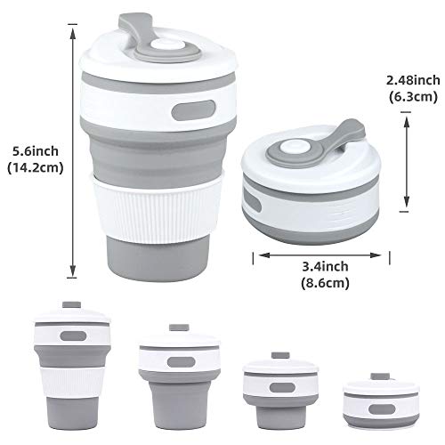 MommyLove 2 Pack Silicone Collapsible Cups(350ML Each) BPA-Free Reusable Travel Cup, Sport Bottle with Lids - Lightweight/Leakproof/Foldable/Portable Coffee Mug for Camping, Outdoor