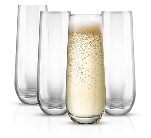KooK Stemless Glass Champagne Flutes, Cocktail Cups for Rose, 9.4 oz (Classic Set of 4) Prosecco, Mimosa, Great for Weddings and Parties, Dishwasher Safe by KooK - Used condition - US$11.00