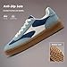Vilanva Women's Fashion Sneakers Casual Tennis Shoes with Genuine Suede Classic Retro Gum Sole Walking Trendy Footwear Blue Multi