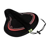 Ravytha Coprisella Bici Imbottito con Coulisse, Coprisella Cyclette di Silicone e Foam, Ergonomico Sella Bici Elettrica, Copri Sellino Bici con Strisce Riflettenti per Bicicletta da Urbana, E-Bike