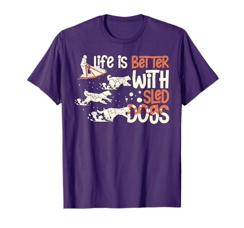 Sled Dog Racing Mushing Dogs Siberian Husky Alaska T-Shirt for Men Women Girls Kids