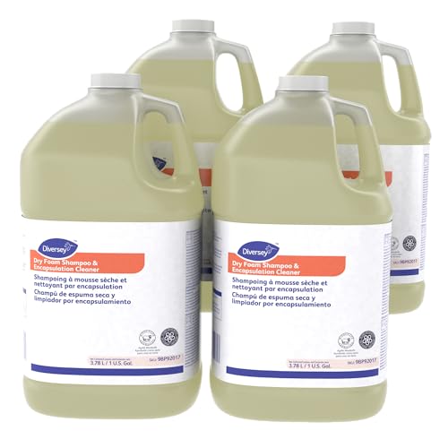 Diversey 9BP92017 Dry Foam Shampoo & Encapsulation Cleaner, Carpet & Upholstery Cleaner, Floral Scent, Concentrate, 1-Gallon (Pack of 4)