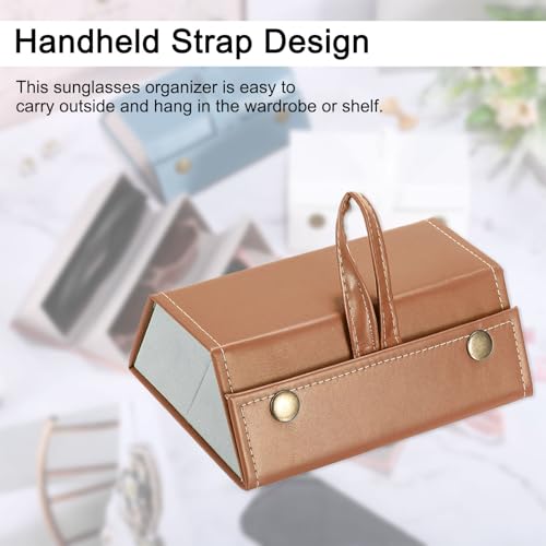Image of PATIKIL Travel Sunglasses Organizer, 3 Slots Foldable Sunglasses Holder Leather Sunglass Storage Organizer Case