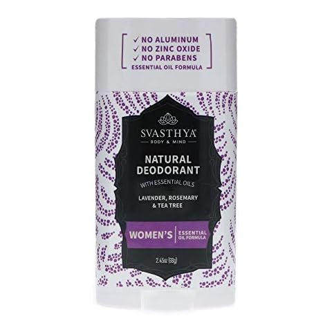 SVASTHYA BODY & MIND Natural Deodorant with Essential Oils - Womens - Gentle Skin Nourishing With A Refreshing Scent of Lavender, Rosemary & Tea Tree - Made In The USA, 2.45 oz Cover