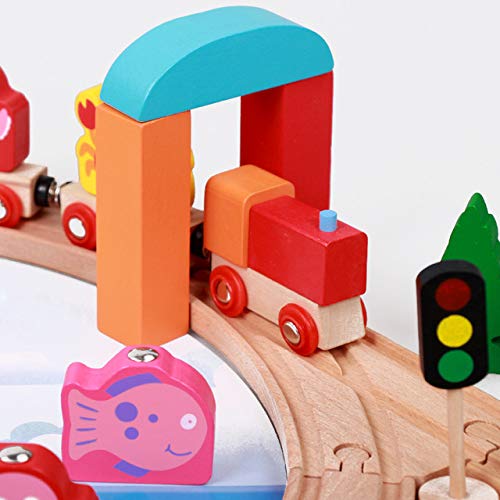 TOYS Holzeisenbahn Set Spielzeug/Holzeisenbahn, Oval Starter Set, Holzbrücke Eisenbahn Set für Kleinkinder Anfänger… – Bild 3