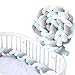 Trenzado Parachoques Cuna Bebe, JOLY FANG 78.7"/ 2M Torre de Cama Cojín Protectores, Para Cunas Serpiente para Decoración del Hogar (Gris-blanco-verde)