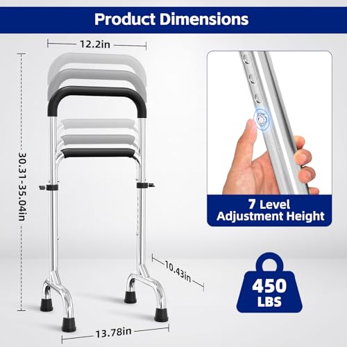 Stainless Steel Couch Stand Assist for Elderly, Height Adjustable Versatile Chair Stand Assist, Lightweight Mobility Standing Aid Rail for Seniors, Disabled, Support 450lbs (Black) - Image 3