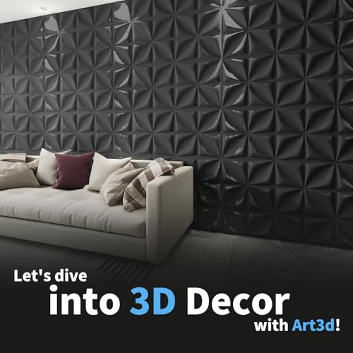 Image of Art3d Decorative 3D Wall Panel, 32 Sq.FT PVC Interior Wall Decor for Living Room, Bedroom, Lobby, Office, Shopping Mall, Black