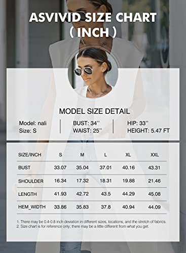 Asvivid Women's Long Vest Jacket Casual Sleeveless Pocket Office Blazer Outerwear Black L #TOP5