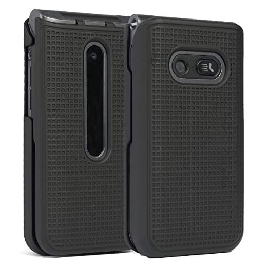Case for LG Classic Flip, Nakedcellphone [Black] Protective Snap-On Hard Shell Cover [Grid Texture] for LG Classic Flip Phone L125DL