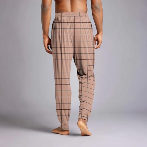 Mens Pajama Pants Plaid Lightweight Loungewear Jogger Sleep Pants with Pockets Drawstring Elastic Waist Night Bottoms4
