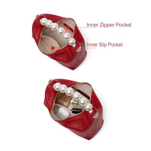 Image of DORIS&JACKY Small Top Handle Clutch Purse for Women, Designer Evening Bag With Pearl Tote Handle and Chain Strap