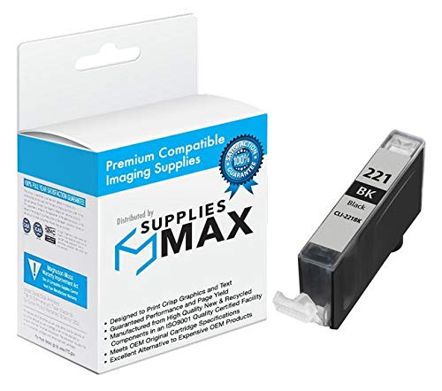 SuppliesMAX Compatible Replacement for Canon PIXMA iP-3600/iP-4600/iP-4700/MP-560/MP-640/MP-860/MP-980/MP-990/SFP1/SFP2 Black Inkjet (CLI-221BK) (