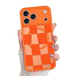 KANGHAR for iPhone 17 Pro Max Case 2025 Matte Checkered -Orange
