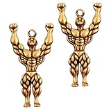 NIYANGLE Colgante de Llavero Fitness Creativo en Forma de Músculo para Coche, 2 Piezas, Decoración Masculina, Accesorio para Llaves, Charm para Bolso, Adorno de Metal Duradero