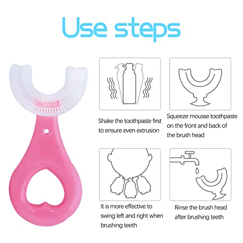Ralis 2Pcs Kids U-Shaped Toothbrush, Toddler Toothbrush With Food Grade Soft Silicone Brush Head For 360 Degree Thorough Cleansing, Manual Training Tooth Brush For Kids Age 2-6(Pink And Blue) #TOP3