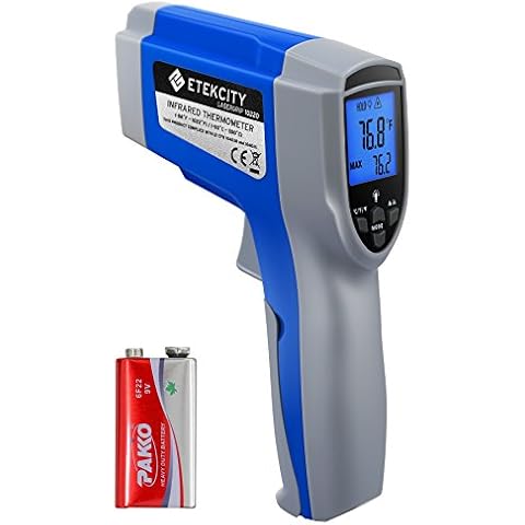 Etekcity Infrared Thermometer 1022D (Not for Human) Dual Laser Temperature Gun Non-contact-58℉~1022℉ (-50℃ ~ 550℃) with Adjustable Emissivity & Max Measure, Standard Size, Blue & Gray Cover