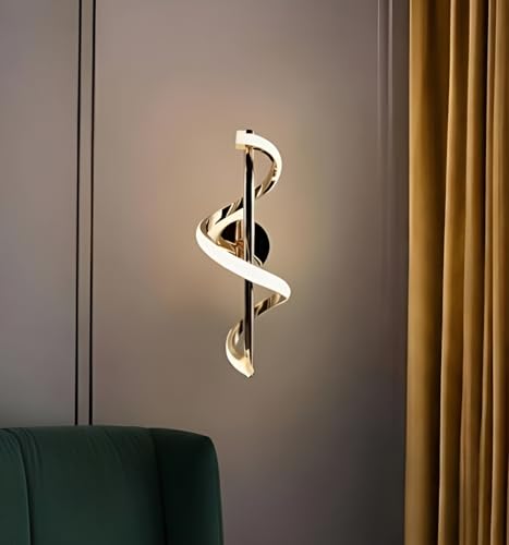 Image of Spiral Shape Golden LED Wall Light Pack of 1 | Modern 3-Color Lighting Lamp for Home, Hall, Bedroom, Living Room | Warm White, Natural White, Cool White | Decorative Wall Mount Fixture